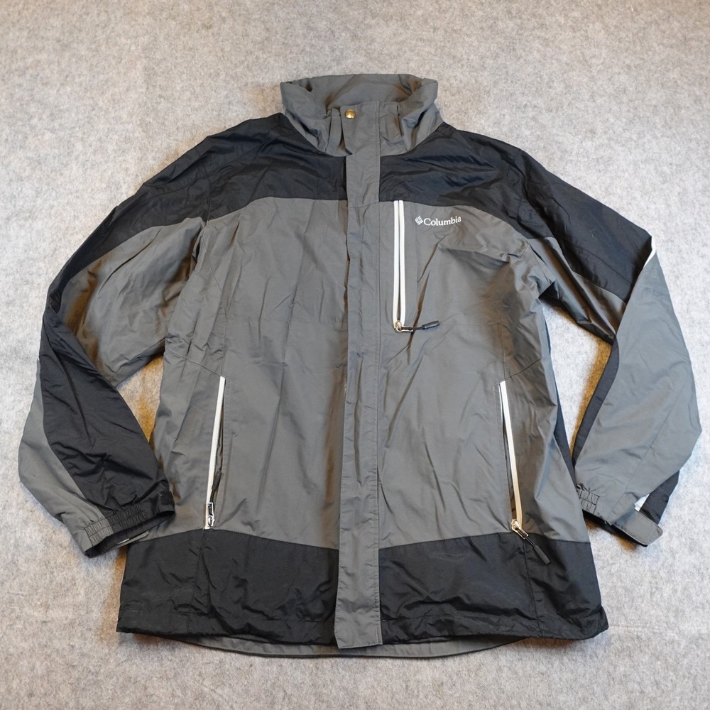 Columbia‎ Jacket Men Large Gray Interchange Waterproof XM7563 Hooded Full Zip